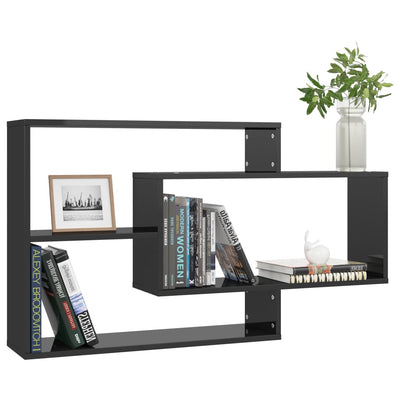 Wall Shelves High Gloss Black 104x20x58.5 cm Engineered Wood Payday Deals