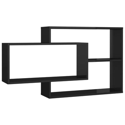 Wall Shelves High Gloss Black 104x20x58.5 cm Engineered Wood Payday Deals