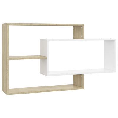 Wall Shelves White and Sonoma Oak 104x20x58.5 cm Engineered Wood Payday Deals