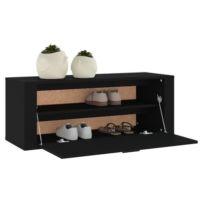 Wall Shoe Cabinet Black 100x35x38 cm Engineered Wood Payday Deals