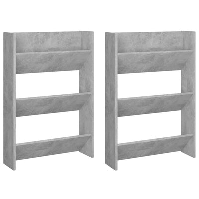 Wall Shoe Cabinets 2 pcs Concrete Grey 60x18x90 cm Chipboard Payday Deals