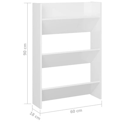 Wall Shoe Cabinets 2 pcs High Gloss White 60x18x90cm Chipboard Payday Deals