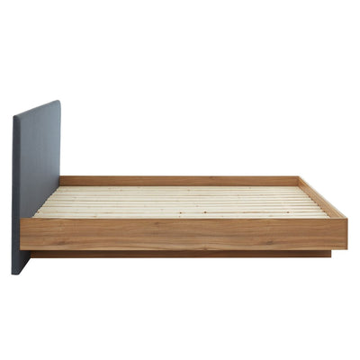 Walnut Oak Wood Floating Bed Frame King Payday Deals