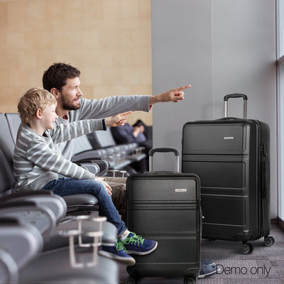 Wanderlite 28" Luggage Trolley Travel Suitcase Set TSA Lock Hard Case Black Payday Deals
