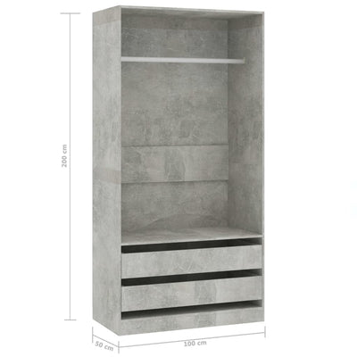 Wardrobe Concrete Grey 100x50x200 cm Engineered Wood Payday Deals