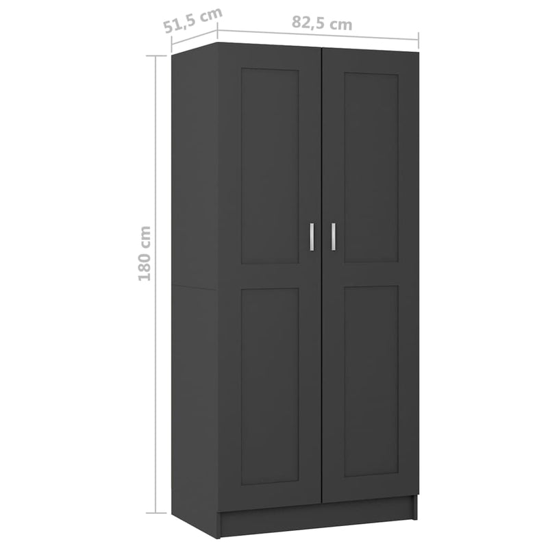 Wardrobe Grey 82.5x51.5x180 cm Chipboard Payday Deals