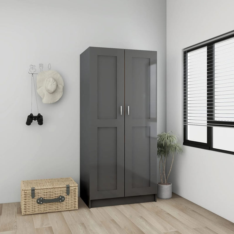 Wardrobe High Gloss Grey 82.5x51.5x180 cm Chipboard Payday Deals