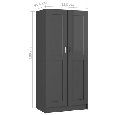 Wardrobe High Gloss Grey 82.5x51.5x180 cm Chipboard Payday Deals