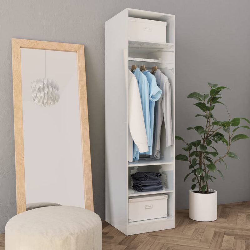 Wardrobe High Gloss White 50x50x200 cm Engineered Wood Payday Deals