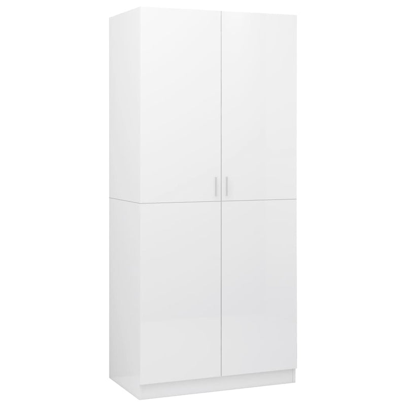 Wardrobe High Gloss White 80x52x180 cm Chipboard Payday Deals