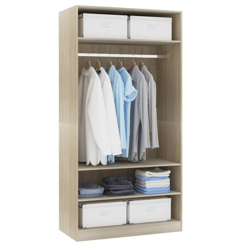 Wardrobe Sonoma Oak 100x50x200 cm Engineered Wood Payday Deals