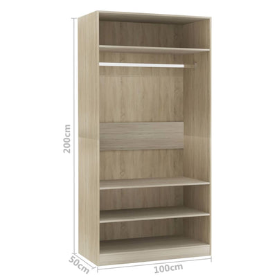 Wardrobe Sonoma Oak 100x50x200 cm Engineered Wood Payday Deals