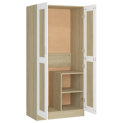 Wardrobe White and Sonoma Oak 82.5x51.5x180 cm Chipboard Payday Deals