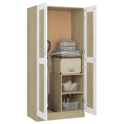 Wardrobe White and Sonoma Oak 82.5x51.5x180 cm Chipboard Payday Deals