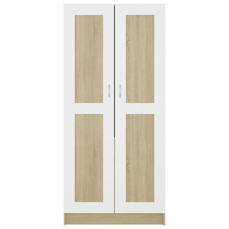 Wardrobe White and Sonoma Oak 82.5x51.5x180 cm Chipboard Payday Deals