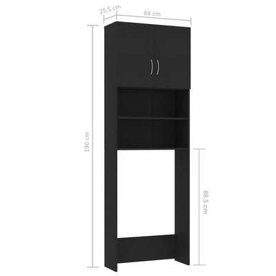 Washing Machine Cabinet Black 64x25.5x190 cm Engineered Wood Payday Deals