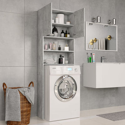 Washing Machine Cabinet Concrete Grey 64x25.5x190 cm Engineered Wood Payday Deals