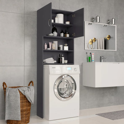 Washing Machine Cabinet Grey 64x25.5x190 cm Engineered Wood Payday Deals