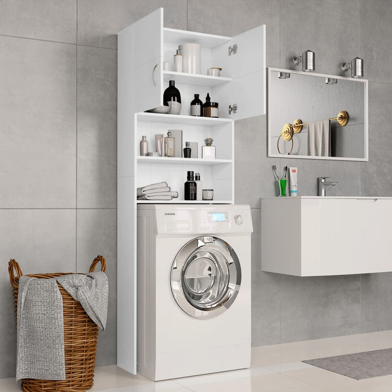 Washing Machine Cabinet White 64x25.5x190 cm Engineered Wood Payday Deals