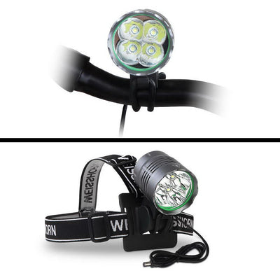 WEISSHORN 50000LM Bike Bicycle Rear Light LED Headlamp Headlight Set