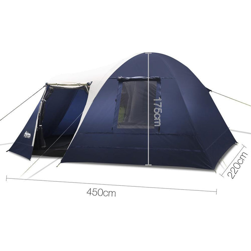 Weisshorn 8 Person Canvas Dome Camping Tent - Navy & Grey