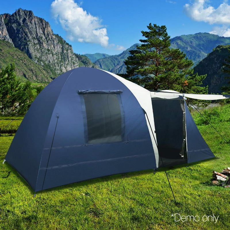 Weisshorn 8 Person Canvas Dome Camping Tent - Navy & Grey Payday Deals