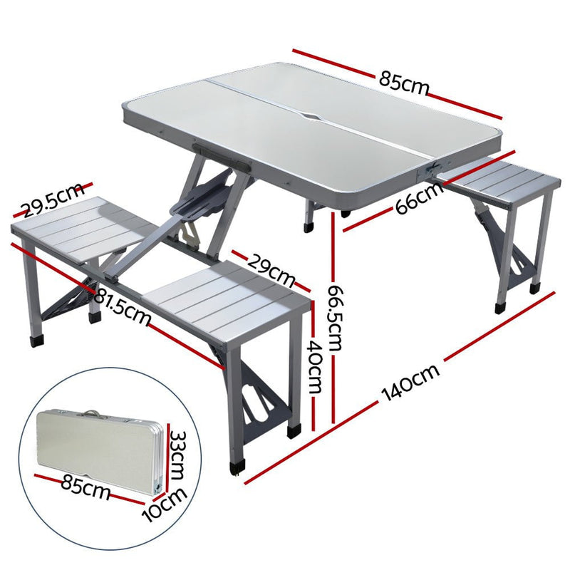 Weisshorn Camping Table with Chairs Folding Outdoor Picnic Beach BBQ 85CM Payday Deals