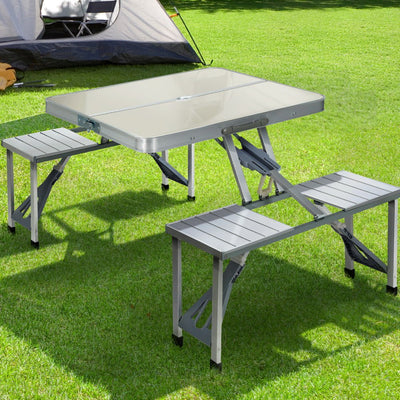 Weisshorn Camping Table with Chairs Folding Outdoor Picnic Beach BBQ 85CM Payday Deals