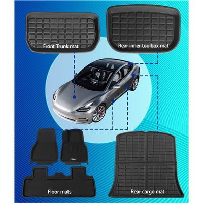 Weisshorn Car Rubber Floor Trunk Toolbox Cargo Mats for Tesla Model Y 2021-2023 Payday Deals