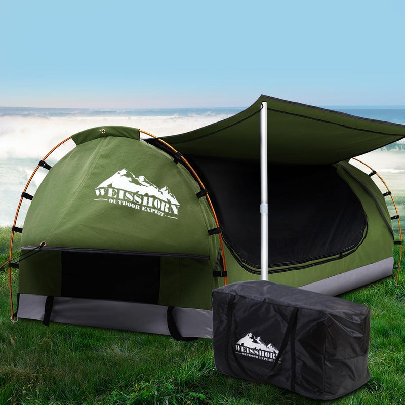 Weisshorn Double Swag Camping Swags Canvas Free Standing Dome Tent Celadon