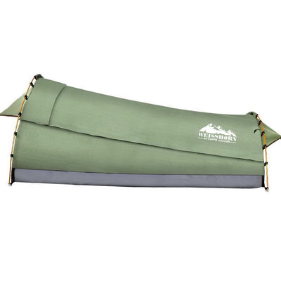 Weisshorn Double Swag Camping Swags Canvas Tent Deluxe Celadon With Mattress Payday Deals