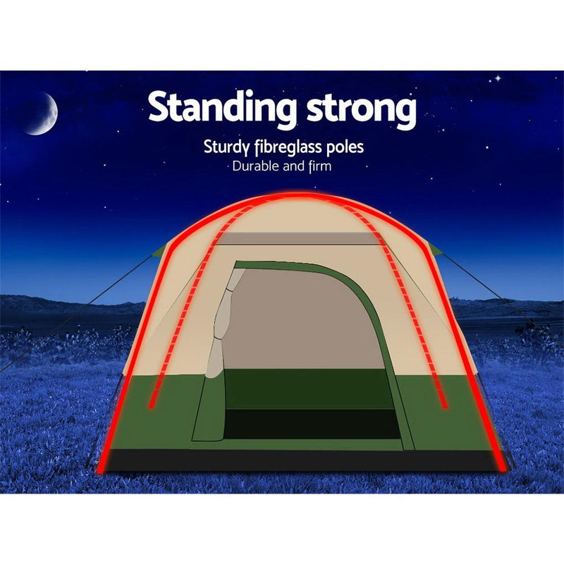 Weisshorn Family Camping Tent 4 Person Hiking Beach Tents Canvas Ripstop Green Payday Deals