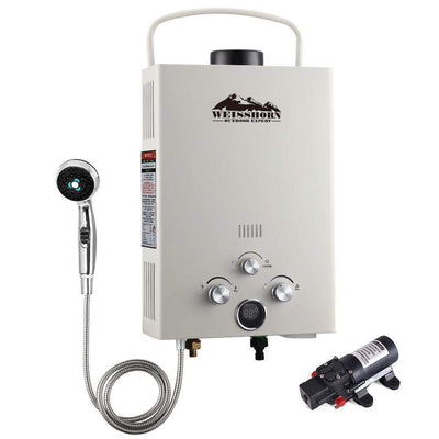 WEISSHORN Outdoor Portable Gas Hot Water Heater Shower Camping LPG Caravan Pump Beige