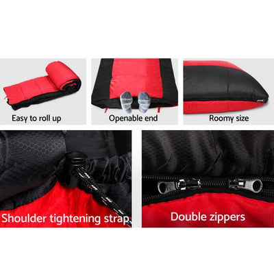 Weisshorn Single Thermal Sleeping Bags - Red & Black
