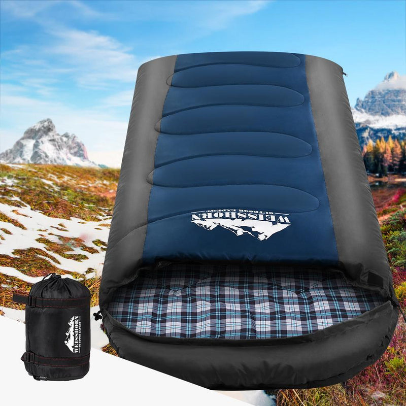 Weisshorn Sleeping Bag Bags Single Camping Hiking -20°C to 10°C Tent Winter Thermal Navy Payday Deals