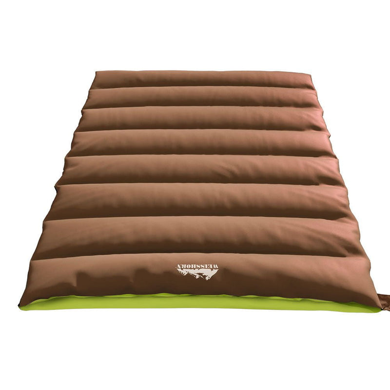 Weisshorn Sleeping Bag Double Bags Thermal Camping Hiking Tent Brown -5°C Payday Deals