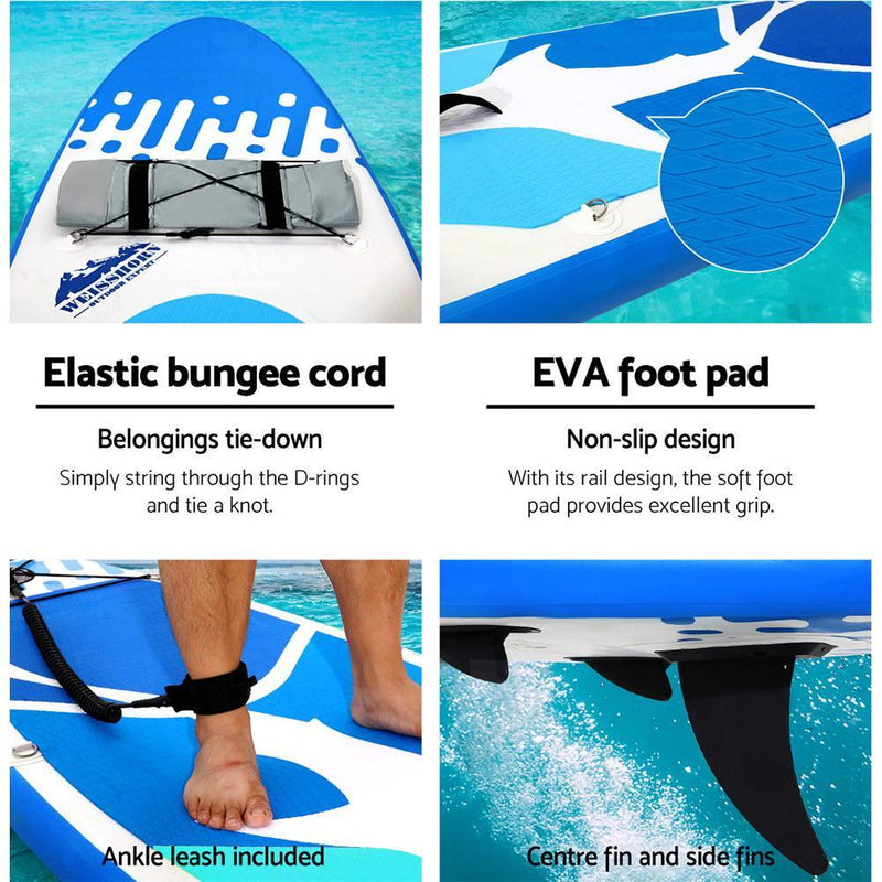 Weisshorn Stand Up Paddle Boards 10" Inflatable SUP Surfboard Paddleboard Kayak Seat Blue