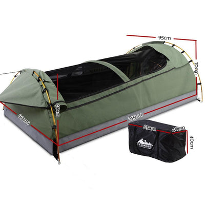 Weisshorn Swags King Single Camping Swag Canvas Tent Deluxe With Mattress Payday Deals
