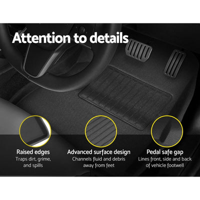 Weisshorn Tesla Model 3 Car Rubber Floor Mats Front & Rear 2021-2022 Payday Deals