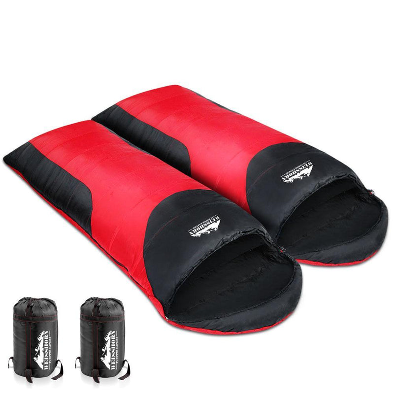 Weisshorn Twin Set Thermal Sleeping Bags - Red & Black