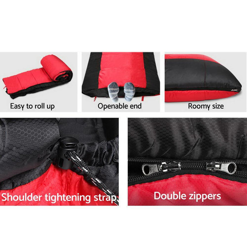 Weisshorn Twin Set Thermal Sleeping Bags - Red & Black