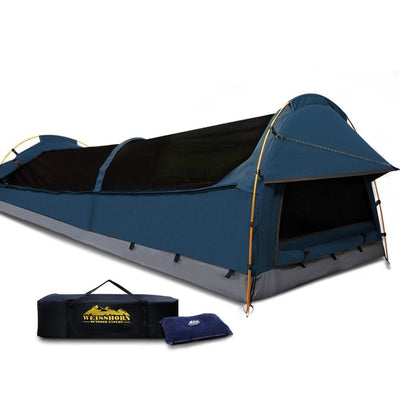 XXL King Single Camping Swag Canvas Tent - Dark Blue