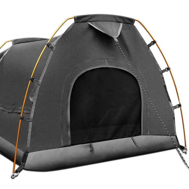 Weisshorn XXL King Single Camping Swag Canvas Tent - Dark Grey