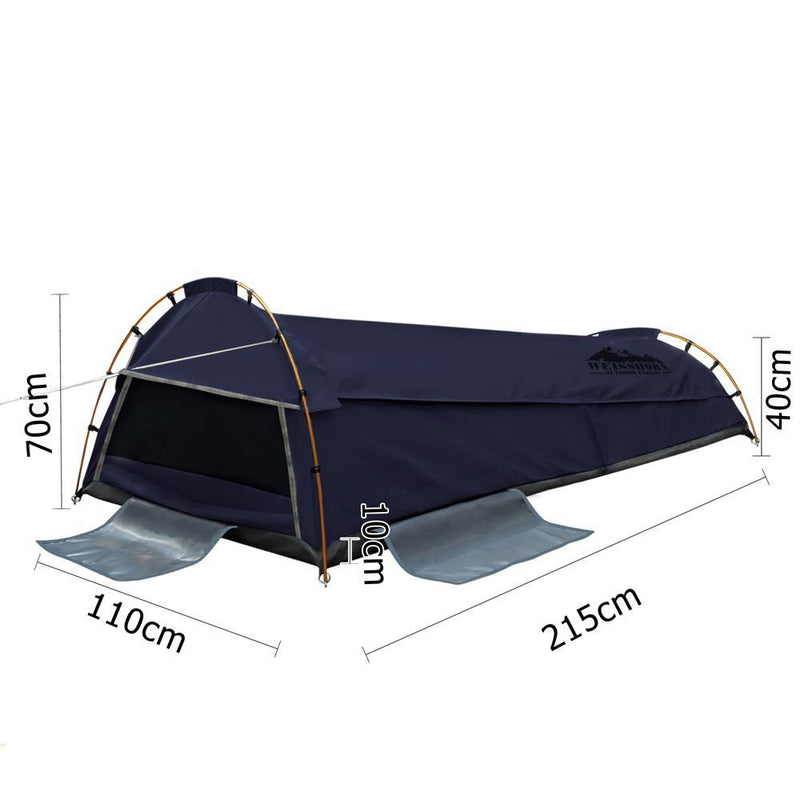 Weisshorn XXL King Single Swag Camping Swag Canvas Tent -  Dark Navy Payday Deals