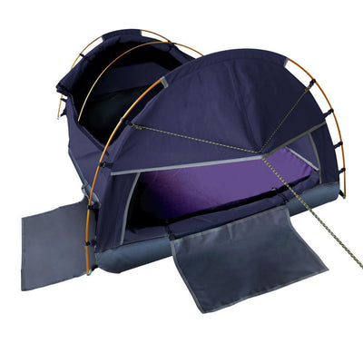 Weisshorn XXL King Single Swag Camping Swag Canvas Tent -  Dark Navy