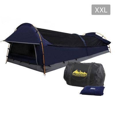 Weisshorn XXL King Single Swag Camping Swag Canvas Tent -  Dark Navy