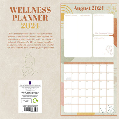 Wellness Planner - 2024 Square Wall Calendar 16 Months Health Mindset Planner Payday Deals