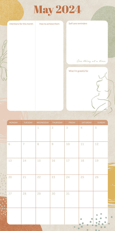 Wellness Planner - 2024 Square Wall Calendar 16 Months Health Mindset Planner Payday Deals