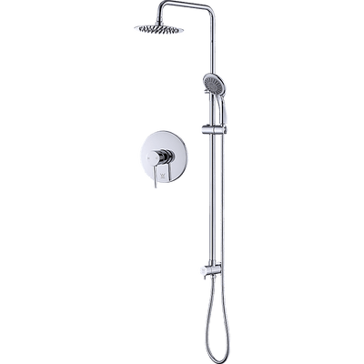 WELS 8" Rain Shower Head Set Rounded Dual Heads Faucet High Pressure With Mixer Payday Deals