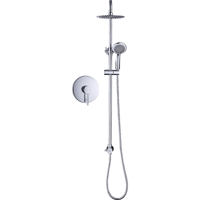 WELS 8" Rain Shower Head Set Rounded Dual Heads Faucet High Pressure With Mixer Payday Deals